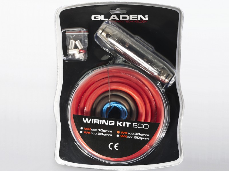 Autóhifi kábel készlet 35 mm2 erősítő bekötéshez Gladen Audio WK 35 autóhifi, kábel, kábelszett, tápkábel, RCA kábel, biztosíték, biztosíték tartó, kábel saru, bekötő készlet, 